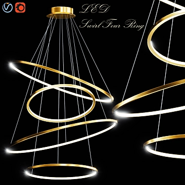 Glowing Swirl Chandelier Pendant 3D model image 1 