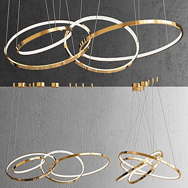 Oracle 4-Ring Gold Chandelier 3D model image 1 