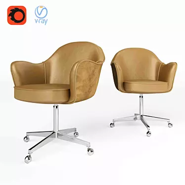 Elegant Saarinen Leather Armchair 3D model image 1 