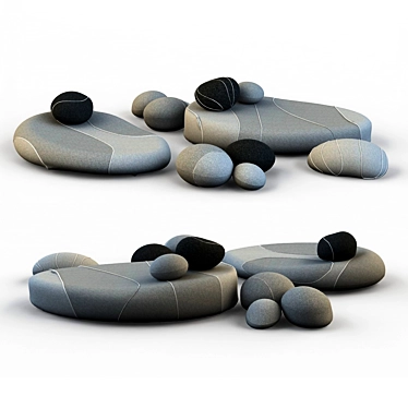 Stone-Styled Floor Cushions 3D model image 1 