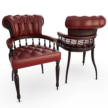 Traditional English Captain Leather Chair 3D model image 1 