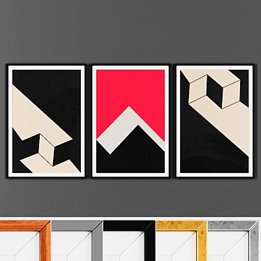 Modern Geometric Picture Frame Set 3D model image 1 