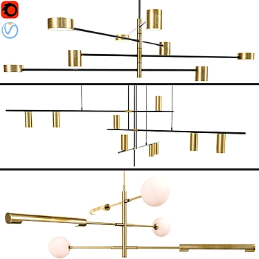 Scandi LED Chandelier: Minimalist Elegance 3D model image 1 