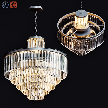 Vintage Clear Glass Fringe Chandelier 3D model image 1 