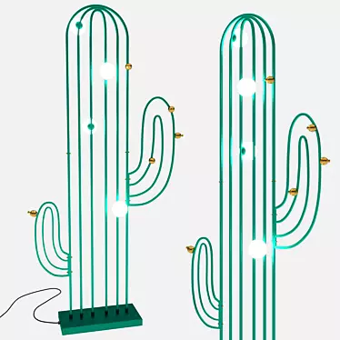 Cactus Floor Lamp - Modern, Metal & Plastic, Green Frame 3D model image 1 
