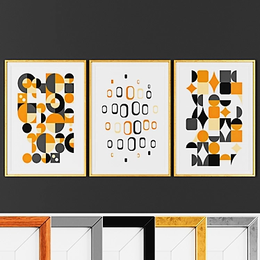 Geometric Frame Trio: Scandinavian Style 3D model image 1 