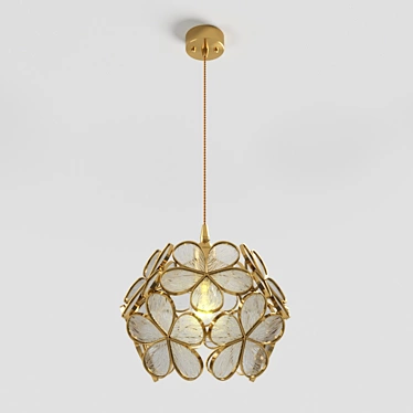 Art-Deco Brass and Glass Pendant Light 3D model image 1 