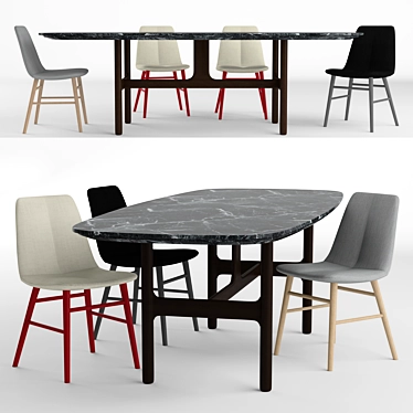 Modern Elegance: Novamobili Natt Chair & Torii Table 3D model image 1 