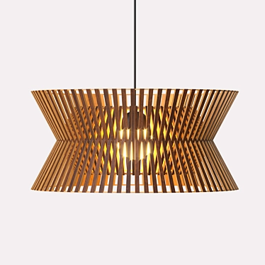 Title: Eco-Style Wooden Pendant Light 3D model image 1 