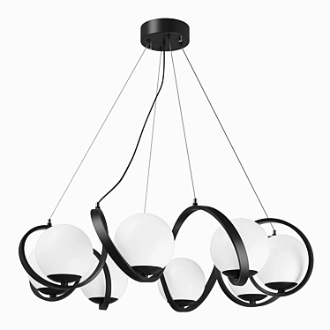 Globo Lightstar Chandelier - Elegant Black and Milk White Glass Shade 3D model image 1 