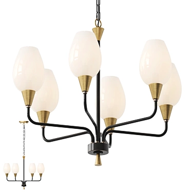 Elegant Milk Glass Chandelier 3D model image 1 