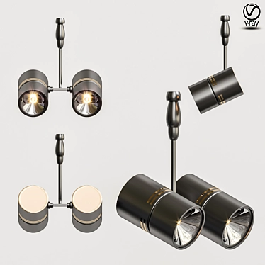 Twin Outdoor Spotlights: Double the Illumination 3D model image 1 