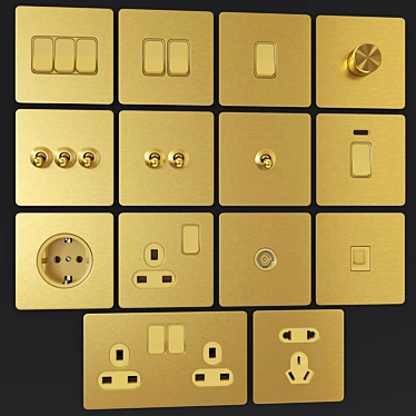 Title: Golden Brushed Steel Switches 3D model image 1 