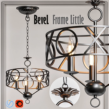 Sleek Bevel Frame Chandelier 3D model image 1 