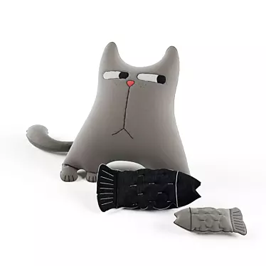 Handmade Soft Cat Toy 3D model image 1 