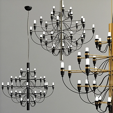 Elegant Brass Chandelier 3D model image 1 