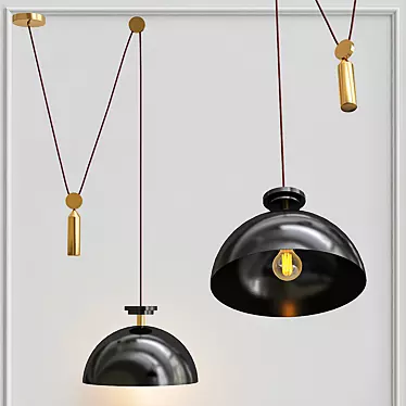 Hemisphere Black Pendant: Modern Loft Decor 3D model image 1 