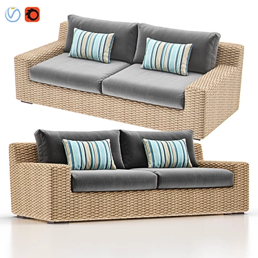 CAYMAN Outdoor Sofa: Stylish & Durable Garden Lounger 3D model image 1 