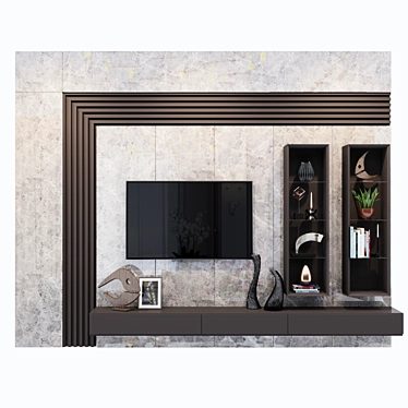 Modern TV Stand with 6 Compartments 3D model image 1 