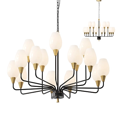 Modern Glass Chandelier: Lampatron Viola Milk 3D model image 1 