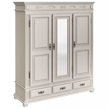 Rustic White Hallway Cabinet 3D model image 1 