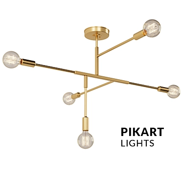 Elegant Brass Chandelier: Artistic Illumination 3D model image 1 