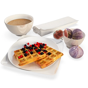 Delicious 3D Breakfast Waffles 3D model image 1 