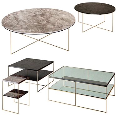 Sophisticated Bronze Minotti Coffee Tables 3D model image 1 