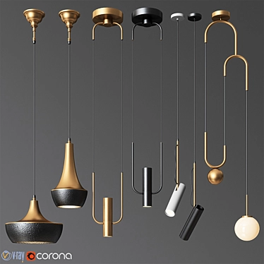 Versatile Pendant Lights - 4 Stunning Designs 3D model image 1 