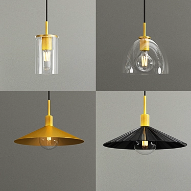  Industrial Brass Pendant Lamp 3D model image 1 