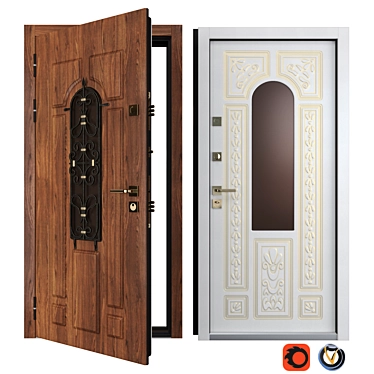 Bezha Entrance Metal Door 4.2: Security and Style 3D model image 1 