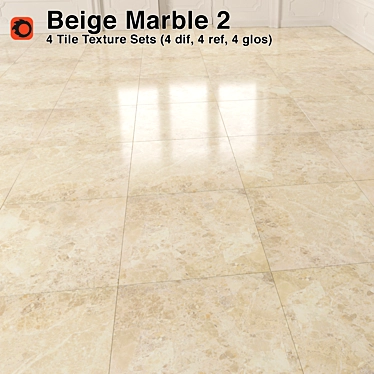 Beige Marble Tiles - High Quality & Corona Ready 3D model image 1 