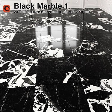 Black Marble Tiles - High Quality & Ready to Use 3D model image 1 