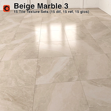 Luxury Beige Marble Floor Tiles 3D model image 1 