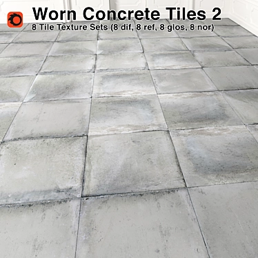 Worn Concrete Tiles - High Quality 3D model image 1 