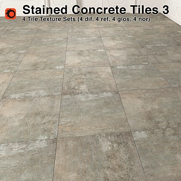 Durable Stained Concrete Tiles 3D model image 1 