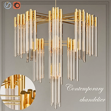 Modern Crystal Brass Chandelier 3D model image 1 