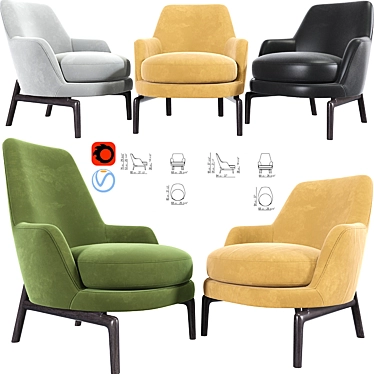 Leda Flexform: Stylish Armchair Set 3D model image 1 