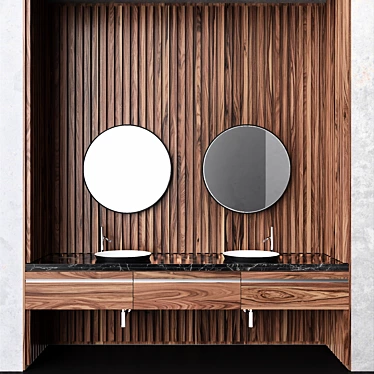 Elegant Timber Bathroom Vanity 3D model image 1 