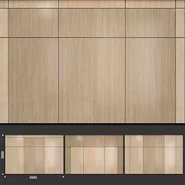 Modern Wood Wall Panel 4500x3000mm 3D model image 1 