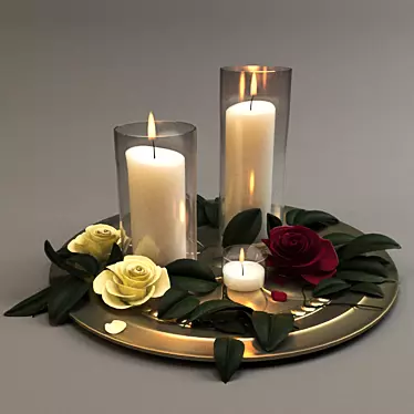 Rose-Infused Candle Decor Set 3D model image 1 