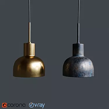Elegant Glow Pendant Lamp: Oxidized & Brass 3D model image 1 