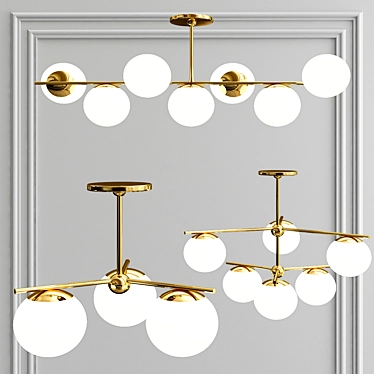 Brass Sphere Stem Chandelier 3D model image 1 