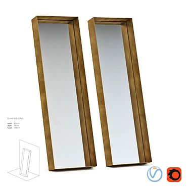 Elegant De Castelli Mirror 3D model image 1 