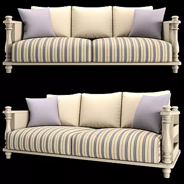 Rustic Charm: Country Fabric Sofa 3D model image 1 