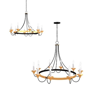 Elegant Gold & Black Hanlon Chandelier 3D model image 1 