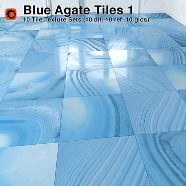 Elegant Blue Agate Wall Tiles 3D model image 1 