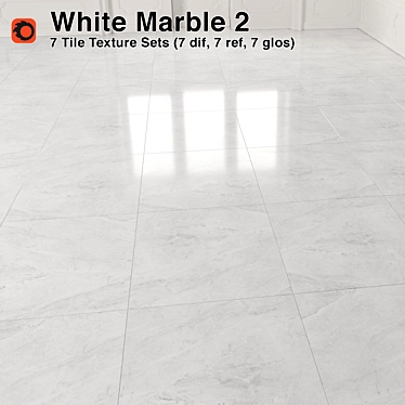 Pure White Marble Tiles 3D model image 1 