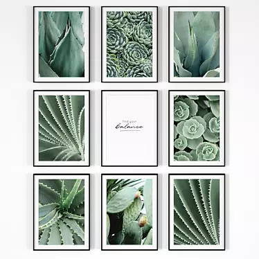 Botanical Bliss: Set of Succulent Posters 3D model image 1 