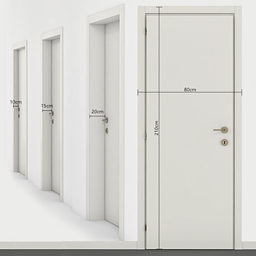 Smooth Interior Door (3 Sizes) 3D model image 1 